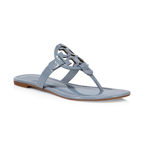 Tory Burch Shoes - Tory Burch Miller Patent Leather Thong Sandals Blue Calla Size 8.5